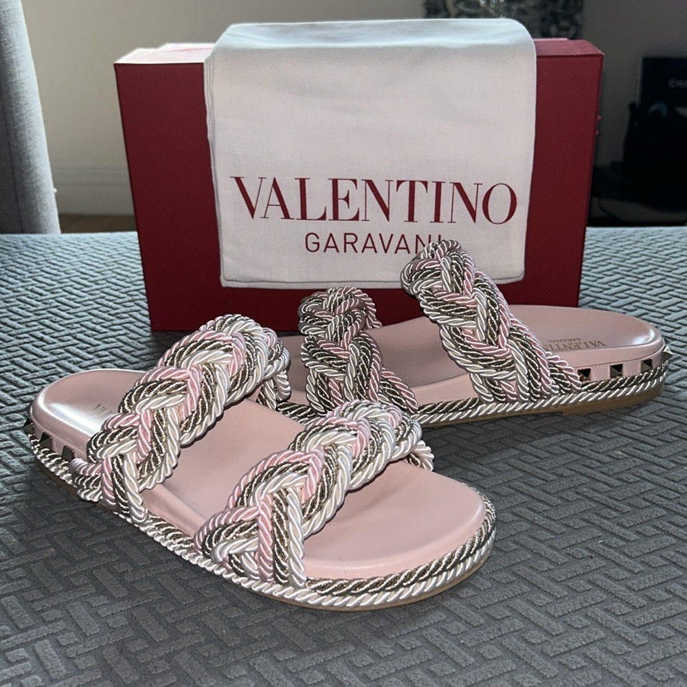 Valentino Women's Braided Espadrille Slide Sandals